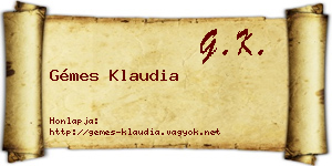 Gémes Klaudia névjegykártya