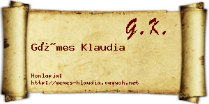 Gémes Klaudia névjegykártya